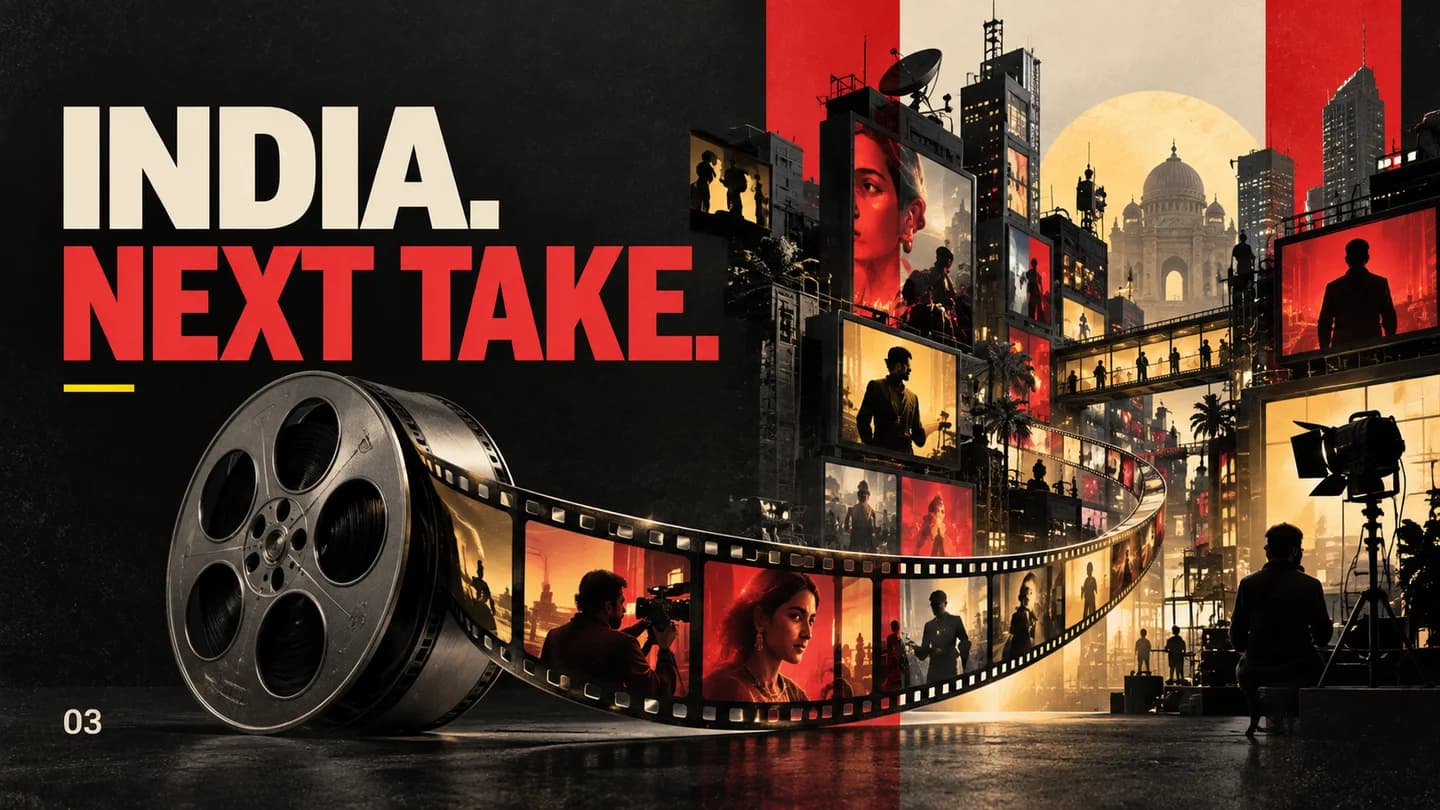 An editorial city of film screens, production stages and connected windows.